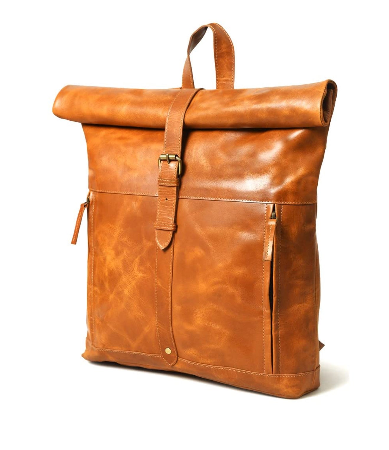 Leather Roll-Top Leather Backpack 16 inch
